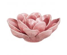 Candelabro en forma de flor de porcelana rosa