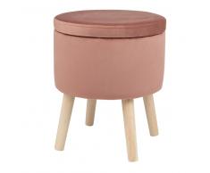 Taburete baúl de rosa con patas de pino