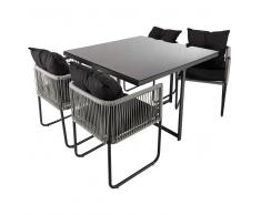 Mesa de jardín + 4 sillas de resina L. 107 cm Swann