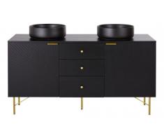 Mueble de lavabo doble con 2 puertas y 3 cajones negro Jagger