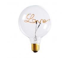 Bombilla LED con mensaje love en el cristal