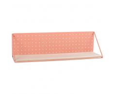 Organizador de pared de metal perforado coral y paulonia