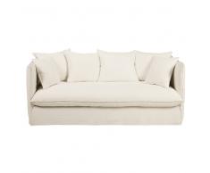 Sofá convertible de 3/4 plazas de lino lavado blanco Louvre