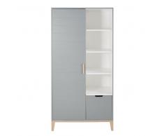 Guardarropa vintage gris azulado con 2 puertas y 1 cajón Gaspard