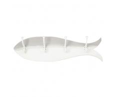 Colgador pez con 4 ganchos blanco y con metal