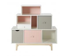 Cajonera con 4 cajones blanco, rosa y gris Blush