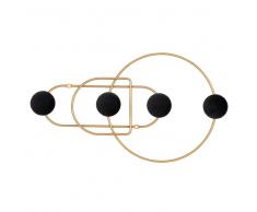 Colgador con 4 ganchos de metal dorado y gris