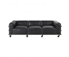 Sofá vintage de 4 plazas de piel negro Fabric
