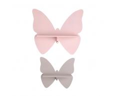 Estanterías de pared mariposas rosa y marrón (x2)