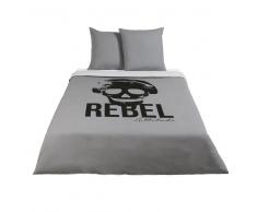 Juego de cama infantil de algodón gris antracita con estampado negro 240x220