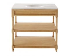 Mueble para lavabo de roble macizo y mármol blanco Charline