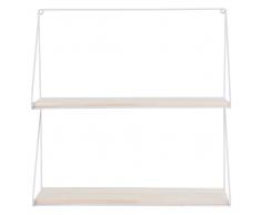Organizador de pared de metal blanco y paulonia