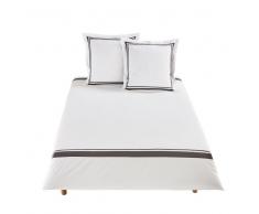 Juego de cama de algodón color crudo con estampado gris antracita 220x240