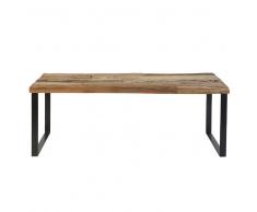 Banco de madera reciclada y metal negro