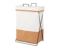 Cesto para la ropa marfil y terracota