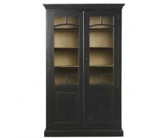 Vitrina de pino reciclado negro y vidrio templado martillado Sartre