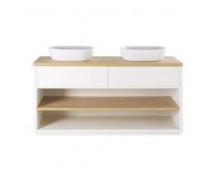 Mueble de lavabo blanco doble con 2 cajones Austral