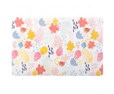 Mantel individual blanco con motivos decorativos multicolores