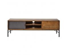Mueble de TV de mango y metal negro Arty