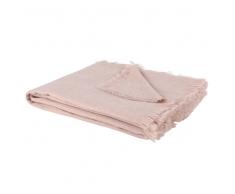 Manta con flecos rosa 125x150