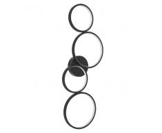 Aplique con 4 anillos de metal negro mate con LED