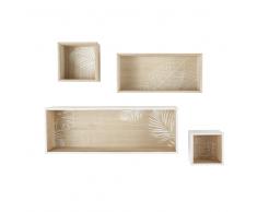 Estanterías de pared bicolores con estampado vegetal blanco (x4) Caracas