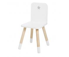 Silla infantil blanca con estampado de estrellas y patas de pino Dreams