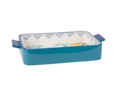 Fuente de horno de loza con estampado marino