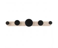 Colgador con 5 ganchos de paulonia y metal negro