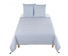 Juego de cama de algodón con motivos decorativos azules 220x240