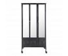 Maisons du Monde Armario industrial con ruedas de metal negro Peter