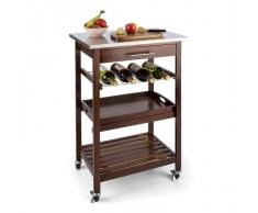 Klarstein Vermont carro de cocina camarera cajón estante de vino acero inoxidable