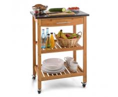Klarstein Tennessee Carro de cocina Trolley 3 niveles Bambú Granito