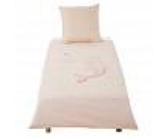 Maisons du Monde Juego de cama infantil de algodón blanco, rosa y dorado 140x200