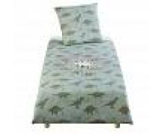 Maisons du Monde Juego de cama infantil de algodón verde caqui con estampado 140x200
