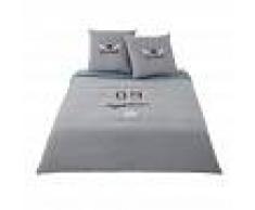 Maisons du Monde Juego de cama infantil de algodón gris y azul con estampado 240x220