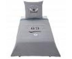 Maisons du Monde Juego de cama infantil de algodón gris y azul con estampado 140x200