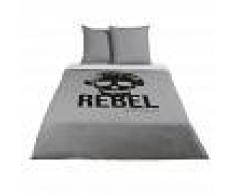 Maisons du Monde Juego de cama infantil de algodón gris antracita con estampado negro 240x220