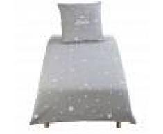 Maisons du Monde Juego de cama infantil de algodón gris con estampado de estrellas blancas 140x200