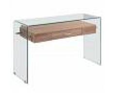 Consola recibidor cristal transparente cajon roble 120x40