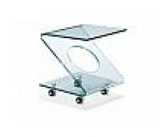 Mesa auxiliar cristal ruedas zeta 40x40