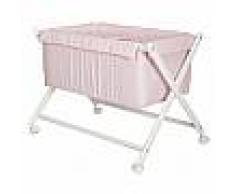 BABYLINE Minicuna de tijera de madera Rosa Topo Blanco