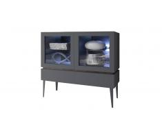 MobilierMoss Vitrina 2 puertas 2 cajones lacado gris mate - Galatik