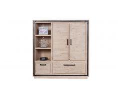 MobilierMoss Armario 2 puertas 2 cajones de madera macizos y metal - Amylton