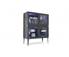 MobilierMoss Vitrina lacada 4 puertas color gris mate - Galatik