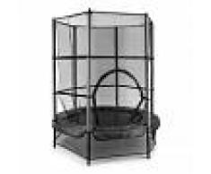 KLARFIT Rocketkid Cama elástica de 140 cm Red de seguridad en el interior negra