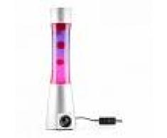 OneConcept LavaBoy Lámpara de lava con altavoz Bluetooth BT 3.0 AUX-In vidrio plata/rojo