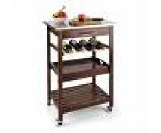 Klarstein Vermont carro de cocina camarera cajón estante de vino acero inoxidable