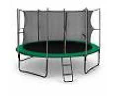 KLARFIT Rocketstart 366 Cama elástica Trampolin 366cm Red de seguridad Verde
