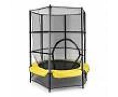 KLARFIT Rocketkid 3 Cama elástica 140 cm Red de seguridad amarillo